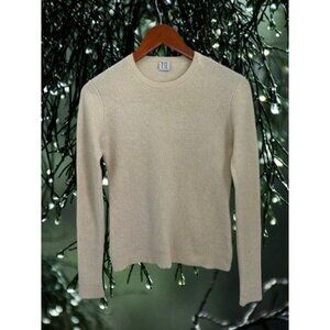 TSE Womens Off-White Cashmere Crewneck Sweater Ribbed Knit